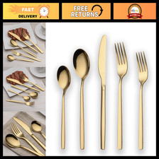 20-Piece Gold Plated Stainless Steel Flatware Set, Service for 4, Elegant Cutler