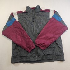 USA Olympics Jacket Men's Gray Blue Windbreaker Track 90s JC Penny VTG Sz L