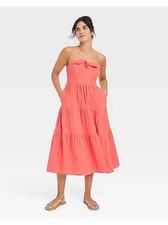 Women's Strapless Dress - Universal Thread Red Bow Cut Out Tiered Maxi NWT L