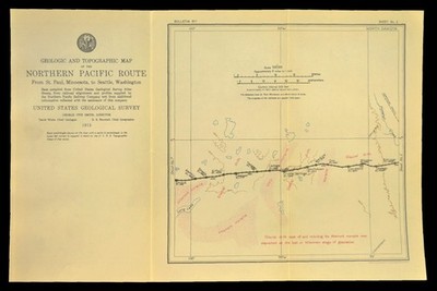 1915 Antique Northern Pacific Railroad Map Stutzman County North Dakota Kidder