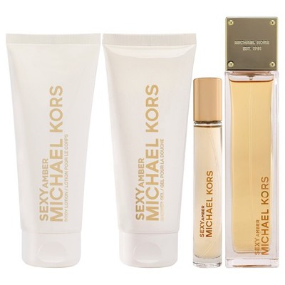 Michael Kors Ladies Sexy Amber 4pcs EDP Gift Set Fragrances 850049716642