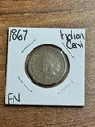 1867 Indian Head Cent Penny FN Fine Better Date U.S. 1c Type Coin (Raw18008)