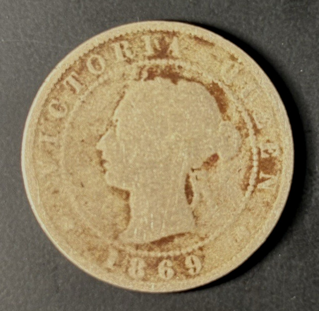 1869 Jamaica Half Penny Coin; Very Good Condition