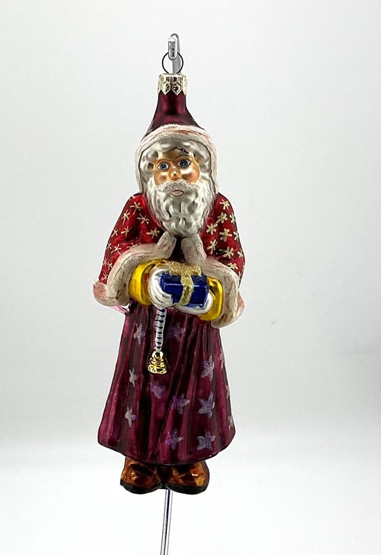 RADKO VELVET PLUM NICHOLAS GLASS CHRISTMAS ORNAMENT  98-104-0