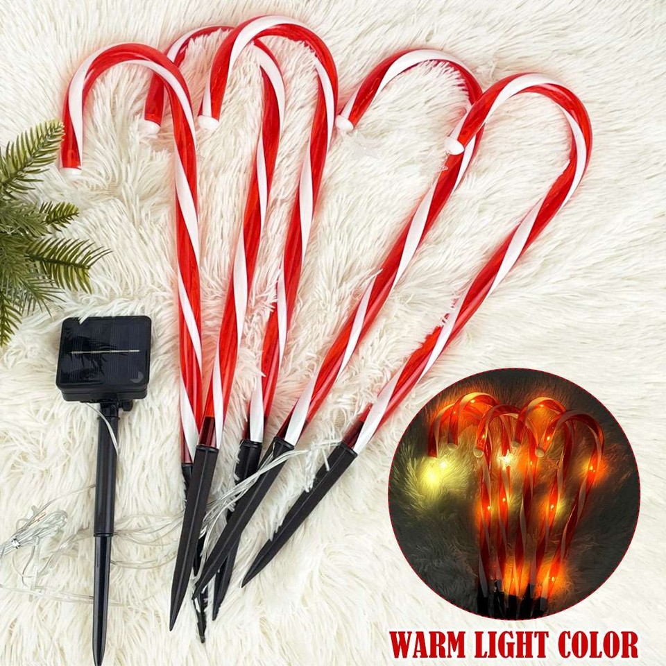 Outdoor Solar Christmas Candy Cane Pathway Lights Outdoor Garden Lamp ...
