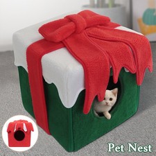 Cat Bed Dog House Kitten Cave Warm Sleeping Portable Pet Nest Christmas Gift box
