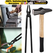 17" Blacksmith Wolf Jaw Tong + Hammer 0000811-1000 Set For Knife Making Forge