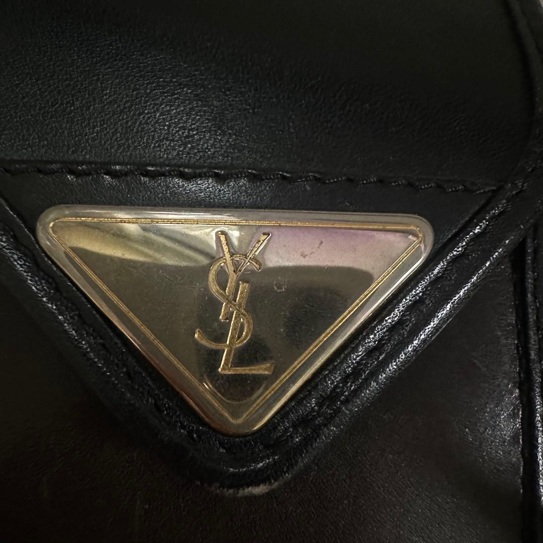 YVES SAINT LAURENT Canvas Leather Shoulder Bag Brown Black Drawstring Tassel thumbnail 9