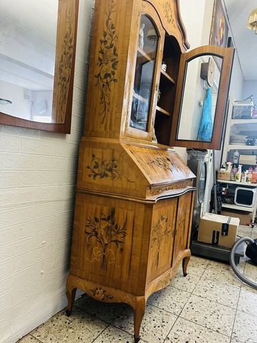 Sekretär mit Intarsien und Vitrinenschrank Antik Kommode Schreibtisch Vitrine - Bild 3 von 23