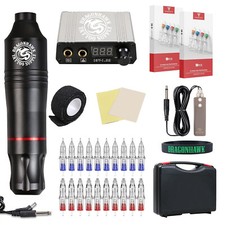 Tattoo Pen Kit Rotary Professional Motor Machine Power Supply Needles Cartridges