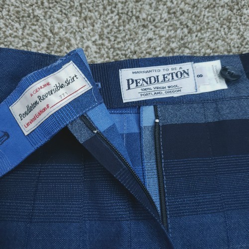 Pendleton Midirock Damen Größe 8 Blau Kariert Wolle Plissee Wendeknopf Reißverschluss - Bild 19 von 21