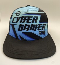 Cyber Gamer Cap Hat Youth Snapback Blue Black 100 Poly Esports Pro Wear