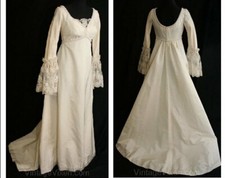 Size 8 Medieval Wedding Dress - Lady of Camelot Style 1960s Ivory Renaissance Br