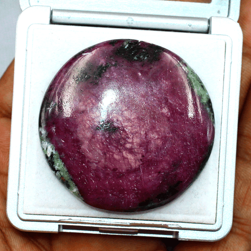 144 Cts Natural Flashy Ruby Zoisite AAA Grade 42MM Round Cabochon Loose Gemstone - Picture 6 of 14