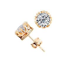 NEW ROSE GOLD PL PRINCESS CROWN STUD EARRINGS JEWELRY WALT DISNEY WORLD MICKEY