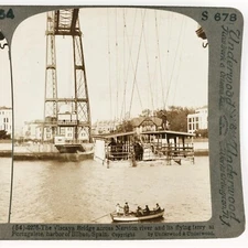 Vizcaya Bridge Portugalete Spain Stereoview c1905 Basque Country Boat F1263