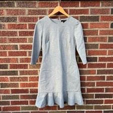 Banana Republic Gray Flounce Hem Long Sleeve Crewneck Bodycon Work Dress