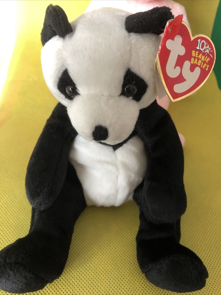 💕 🐼 Original TY 10yrs Beanie Babies “ MANDY” the Panda 7.5