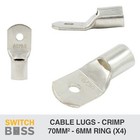 <!--F#f_0-->SC70-6 Heavy Duty Cooper Cable Lug Ring Connector Terminal Non-Insulated 4 Pcs<!--F/-->