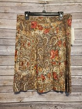 Vintage Worthington Womens Size 16 Brown Floral Skirt Pleated