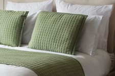 Bed Runner Filled Cushion Sage Green Lightly Quilted Cotton Rich Crompton