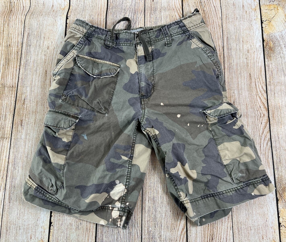 OLDNAVY 迷彩 BAGGY カーゴshorts Mens Distressed Old Navy Vintage Camo Cargo Military Utility