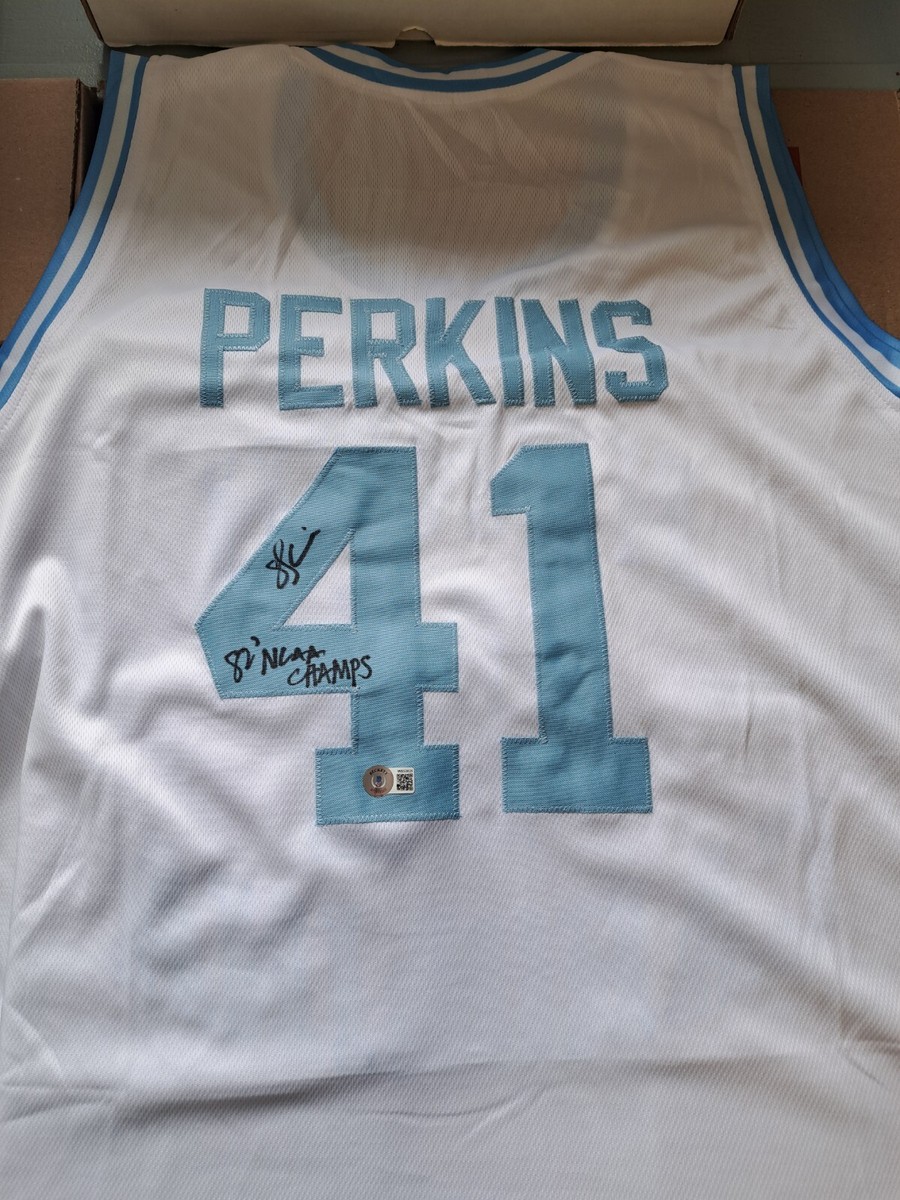 Sam Perkins North Carolina Tar Heels Signed White Jersey 82 NCAA