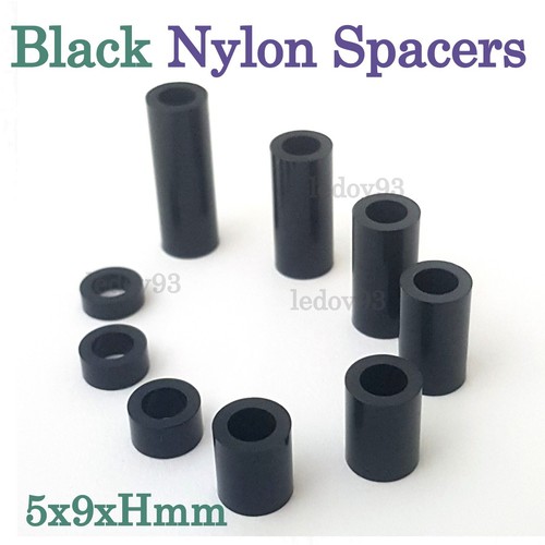 5x9mm Black Nylon Spacers Plastic Standoff Washer Various Length ID 5mm