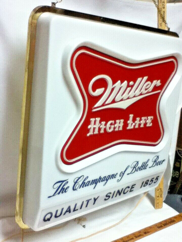 Miller beer sign 1957 High Life double sided hanging lighted Miller beer sign 1957 High Life double sided hanging lighted