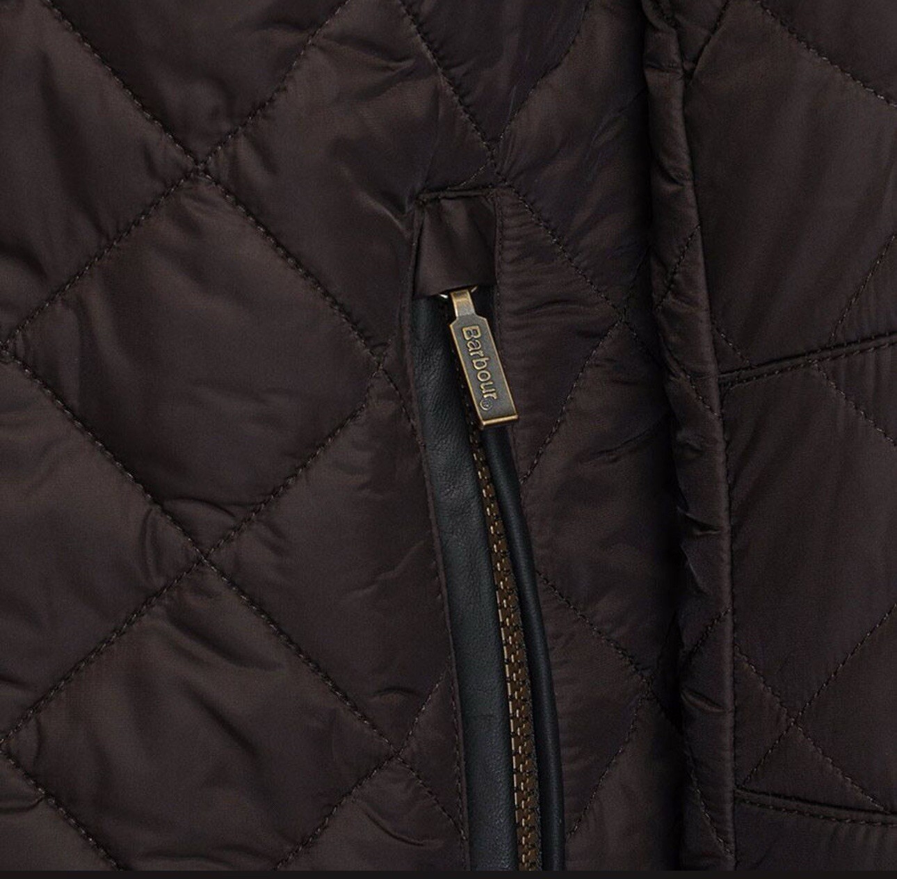 BARBOUR International Coolant Chocolate Brown Quilt Biker Jacket MEDIUM RARE image 7