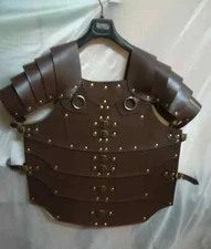 Medieval Leather LARP Jacket Long Viking Body Armor Leather Cuirass Reenactment