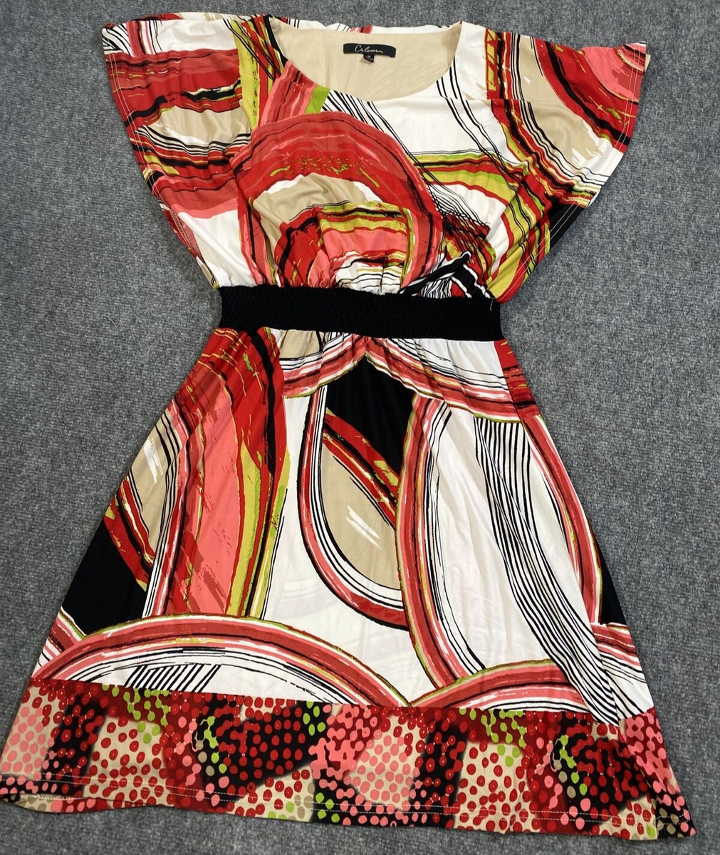 Calesoa Dress Womens Medium Red Burgundy Chartreuse Green Tan Black Short Sleeve | eBay Calesoa Dress Womens Medium Red Burgundy Chartreuse Green Tan Black Short Sleeve | eBay