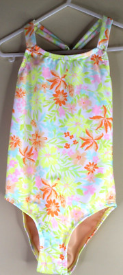 Wonder Nation Girls 1pc Swimsuit Lemonade Swim Floral Size XS (4-5)