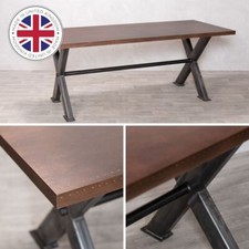INDUSTRIAL DINING TABLE COPPER TOP X-FRAME TRESTLE TABLE BESPOKE DINING TABLE