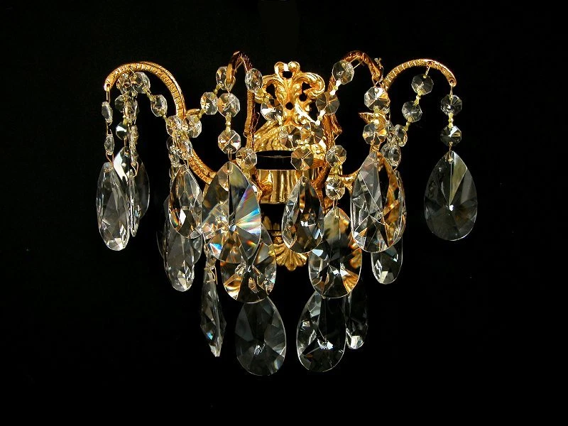 NEUERRAUM KRISTALL WANDLAMPE MIT FEINEM ECHT-KRISTALL *GOLD o. SILBER* PASS. KRONLEUCHTER