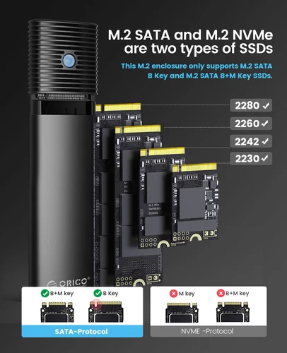 ORICO M.2 NVME TO USB 3.2 Enclosure Type-C Case Adapter SSD SATA External SSD - Picture 2 of 16