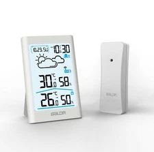 BALDR Wireless Weather Station Temperature Humidity Indoor Outdoor with Sensor