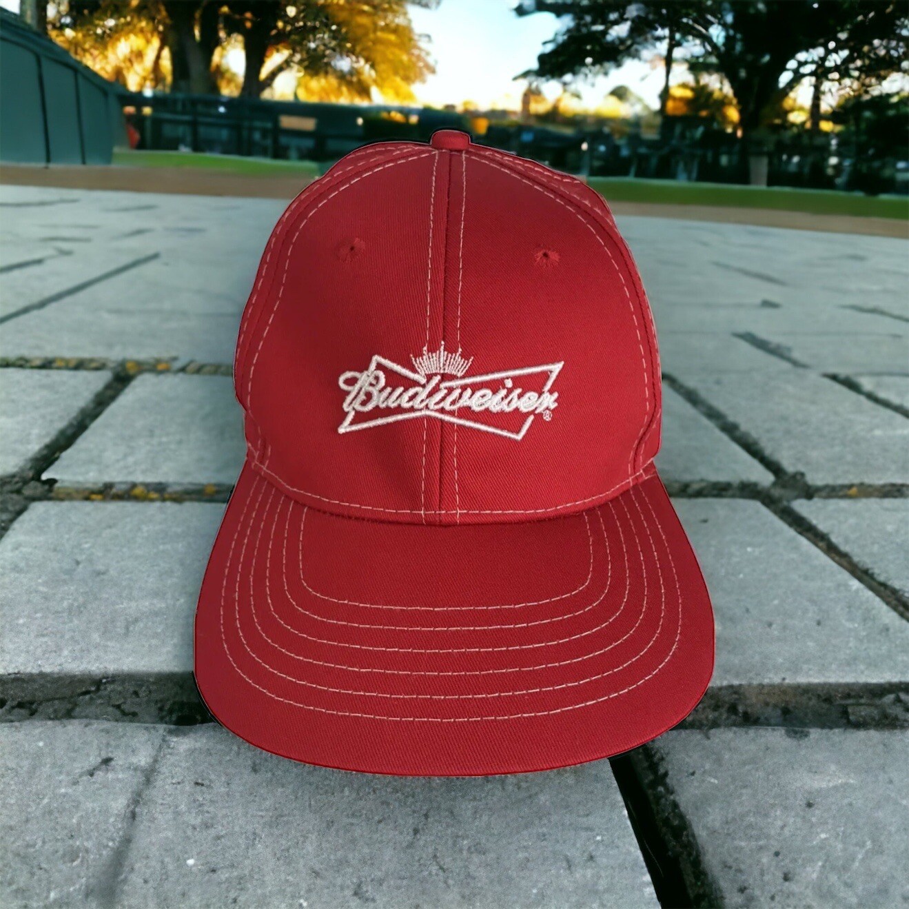 BUDWEISER Adjustable Hook & Loop Red Baseball Hat… - image 1