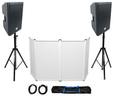DJ Package w/ 2 Rockville DX12 500w RMS PA Speakers Facade Stands Cables Bag