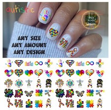 Autism Autistic Set 2 Waterslide Nail Art Decals Set Of 50 Instructions Bonus JH