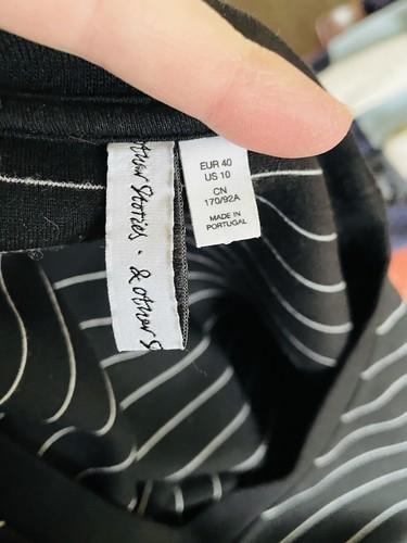 & Other Stories Black Pinstripe Oversized Longline Tunic Sweater Sz 12 40 14 EUC - Picture 3 of 4