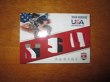 RYAN HOWARD 2015 Panini USA Baseball Set Game Used TRIPLE PATCH Card #9/35