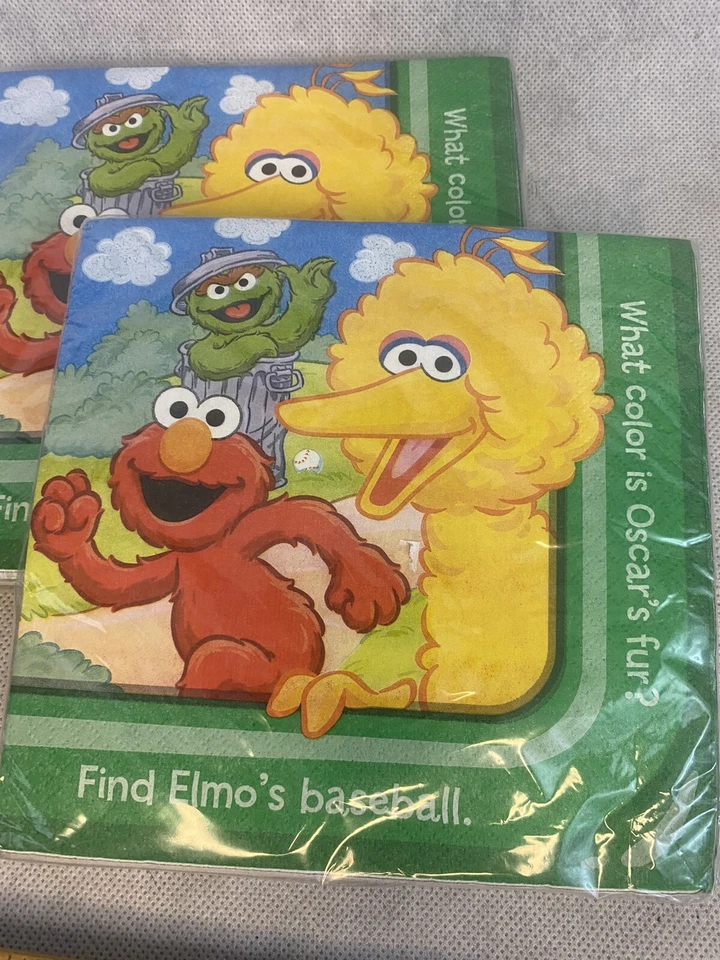 Servilletas Sesame Street Big Bird Elmo Grouch suministros de fiesta de cumpleaños 2pk 16ct Foto 2 de 4