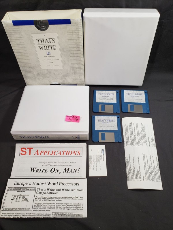 That's Write Big Box Atari ST PC Computer Word Processor processing Compo 1991
