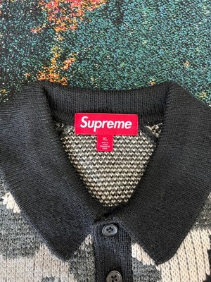 Supreme Small Box Logo Polo Sweater - Size XL - Black Camo | eBay
