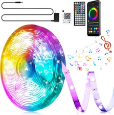 100Ft LED Lights for Bedroom, RGB Music Sync Strip with Remote & App Control