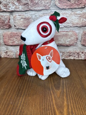 Target Store Bullseye 7'' Plush Dog 2002 SNOWFLAKE Stocking Holly