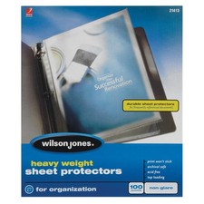 Wilson Jones Sheet Protectors Heavy Weight Top-Loading Non-Glare 100 Sheets/Box