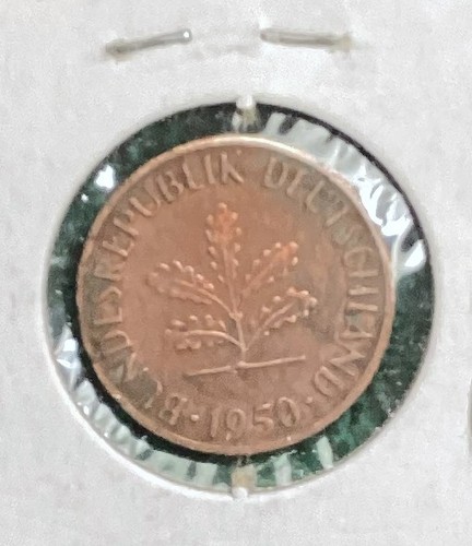 1950 Deutschland 1 Pfennig Münze zirkuliert, wenig Versand - Bild 1 von 2