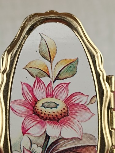 Vintage Pill Box, Flowers Design On Top. Flowers Pocket Handbag Case - Picture 14 of 21
